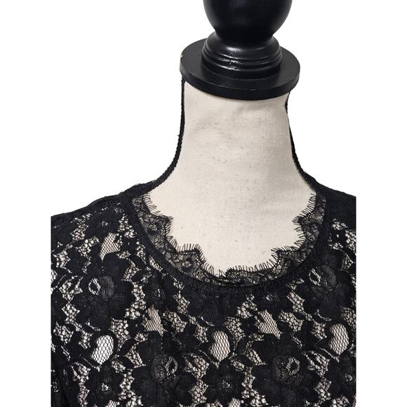 Talbots Chantilly Lace Overlay Womens Sz 6 Sheer Whimsigoth Fairy Grunge Black - Picture 2 of 6